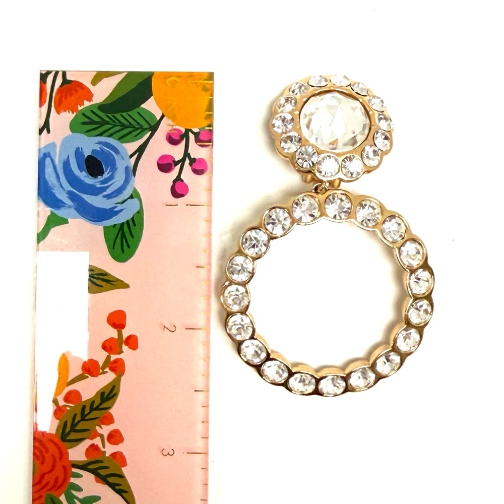 Elegant Christian Dior Vintage Gold Plated & Silver Crystal Large Hoop Earrings - Picture 10 of 11